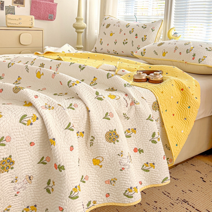 91家纺网 家纺一手货源 找家纺 羽爱家纺2025全棉13372新疆棉花床盖三件套 向日葵