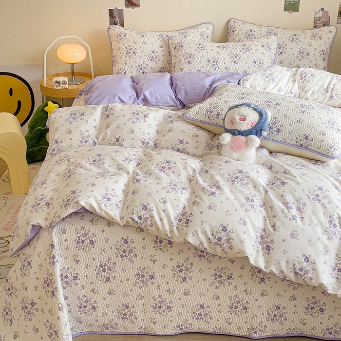 91家纺网 家纺一手货源 找家纺 羽爱家纺2025全棉13372新疆棉花床盖三件套 海棠花