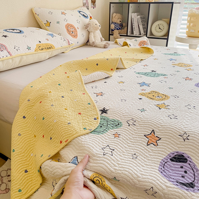 羽爱家纺2025全棉13372新疆棉花床盖三件套 星星睡了