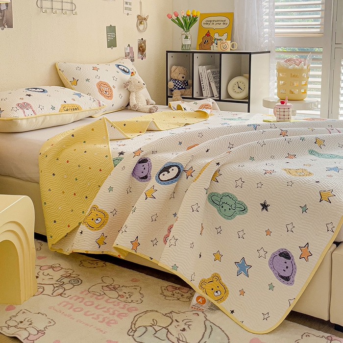 91家纺网 家纺一手货源 找家纺 羽爱家纺2025全棉13372新疆棉花床盖三件套 星星睡了