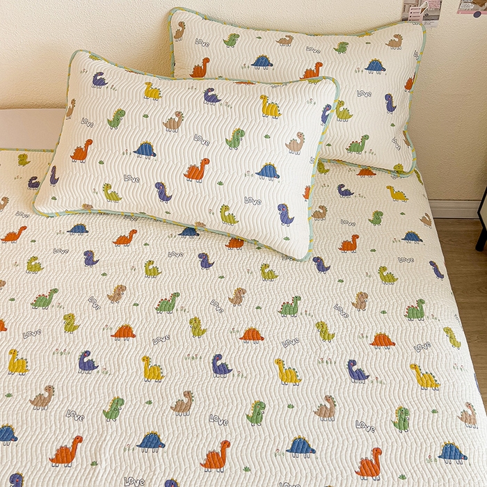 91家纺网 家纺一手货源 找家纺 羽爱家纺2025全棉13372新疆棉花床盖三件套 恐龙茶茶