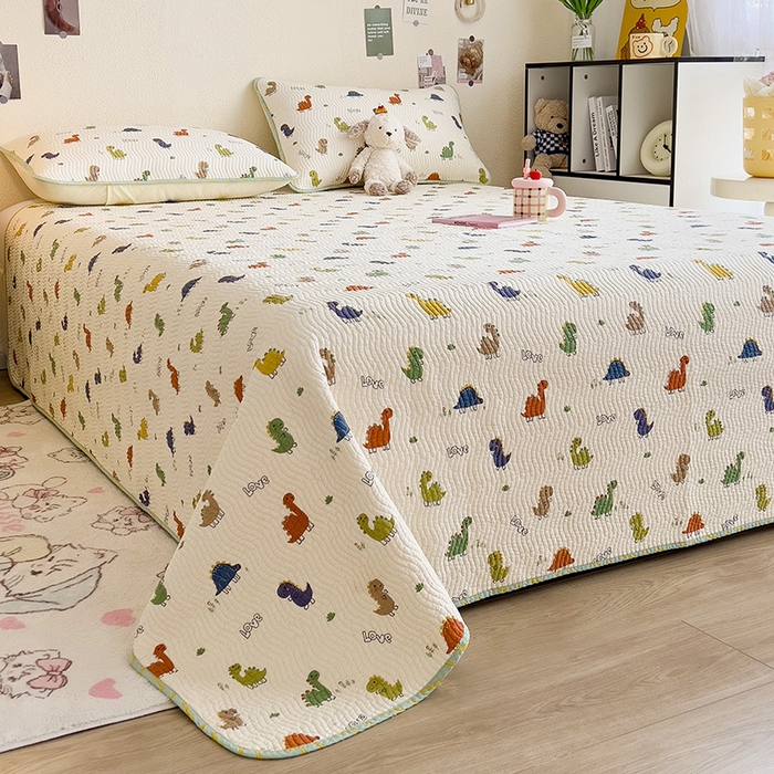 91家纺网 家纺一手货源 找家纺 羽爱家纺2025全棉13372新疆棉花床盖三件套 恐龙茶茶