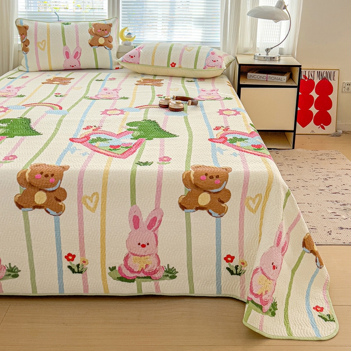 91家纺网 家纺一手货源 找家纺 羽爱家纺2025全棉13372新疆棉花床盖三件套 熊兔子