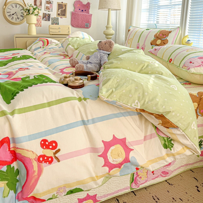 91家纺网 家纺一手货源 找家纺 羽爱家纺2025全棉13372新疆棉花床盖三件套 熊兔子