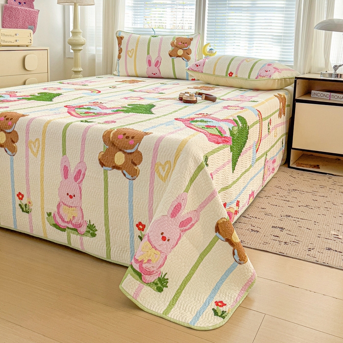 91家纺网 家纺一手货源 找家纺 羽爱家纺2025全棉13372新疆棉花床盖三件套 熊兔子