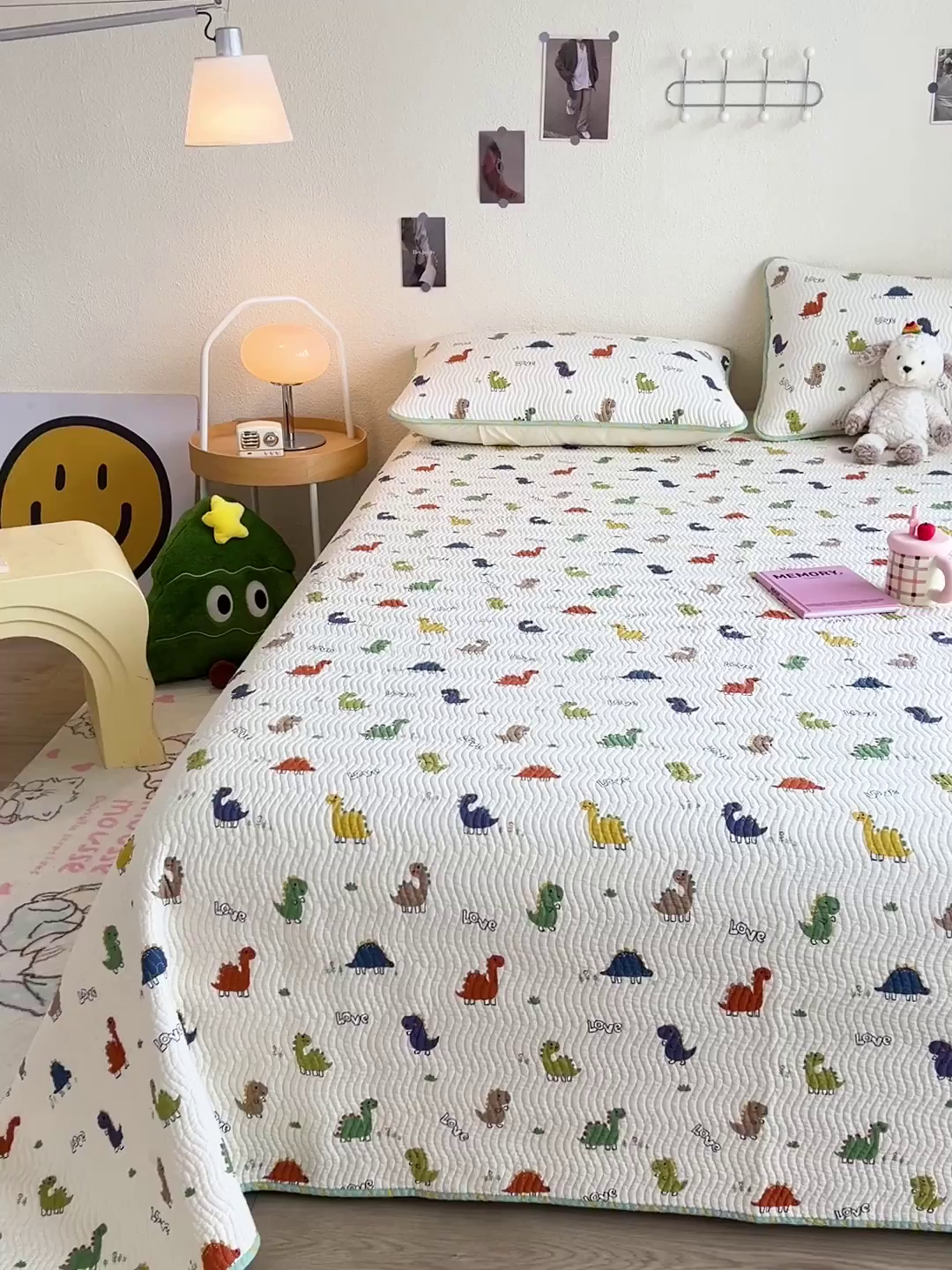 91家纺网 家纺一手货源 找家纺 羽爱家纺2025全棉13372新疆棉花床盖三件套 恐龙茶茶