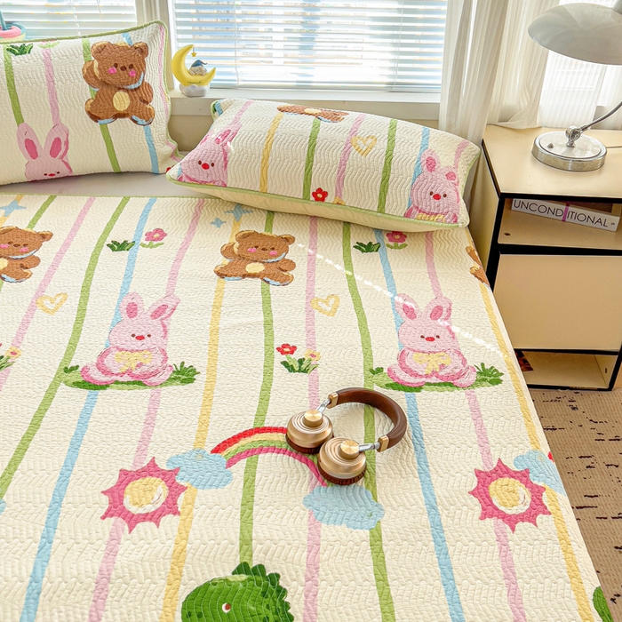 91家纺网 家纺一手货源 找家纺 羽爱家纺 2025全棉13372新疆棉花床盖四件套 熊兔子