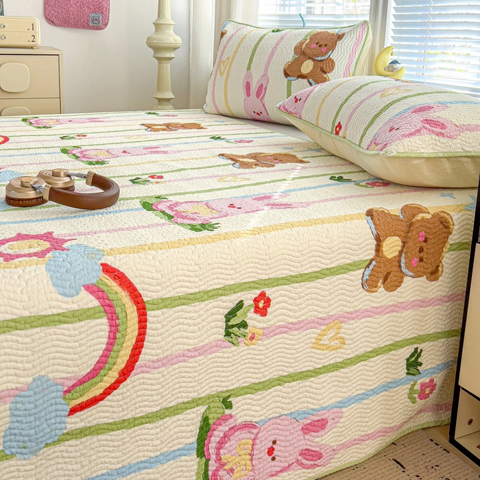 91家纺网 家纺一手货源 找家纺 羽爱家纺 2025全棉13372新疆棉花床盖四件套 熊兔子