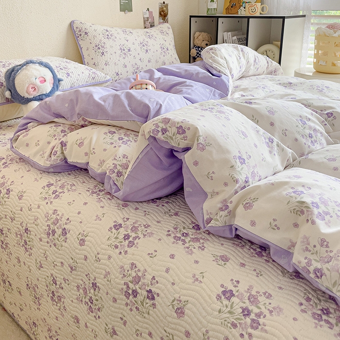 91家纺网 家纺一手货源 找家纺 羽爱家纺 2025全棉13372新疆棉花床盖四件套 海棠花