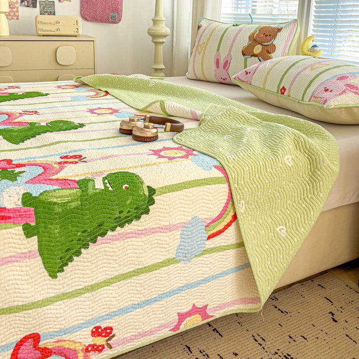 91家纺网 家纺一手货源 找家纺 羽爱家纺 2025全棉13372新疆棉花床盖四件套 熊兔子