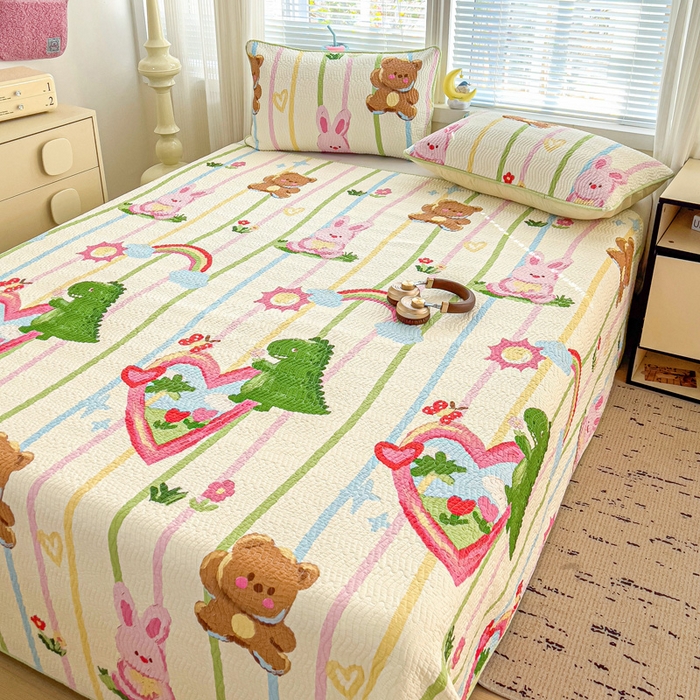 91家纺网 家纺一手货源 找家纺 羽爱家纺 2025全棉13372新疆棉花床盖四件套 熊兔子