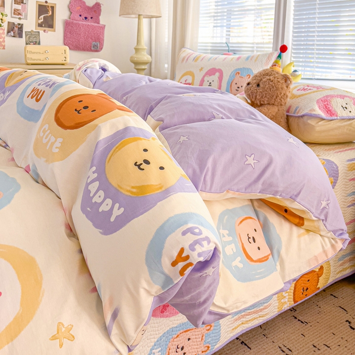 91家纺网 家纺一手货源 找家纺 羽爱家纺 2025全棉13372新疆棉花床盖四件套 维尼日记