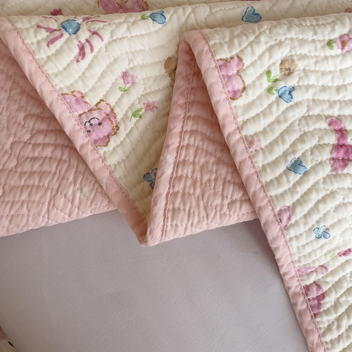 91家纺网 家纺一手货源 找家纺 羽爱家纺 2025全棉13372新疆棉花床盖四件套 粉色花火