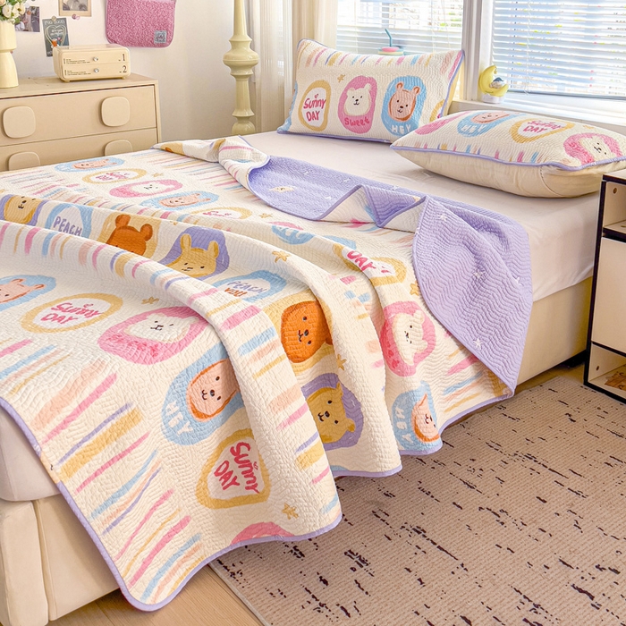 91家纺网 家纺一手货源 找家纺 羽爱家纺 2025全棉13372新疆棉花床盖四件套 维尼日记