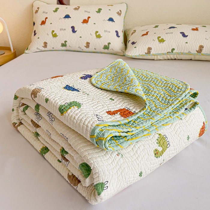 91家纺网 家纺一手货源 找家纺 羽爱家纺 2025全棉13372新疆棉花床盖四件套 恐龙茶茶