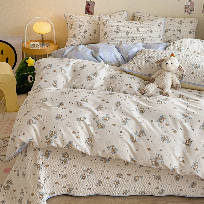 91家纺网 家纺一手货源 找家纺 羽爱家纺 2025全棉13372新疆棉花床盖四件套 爱星海