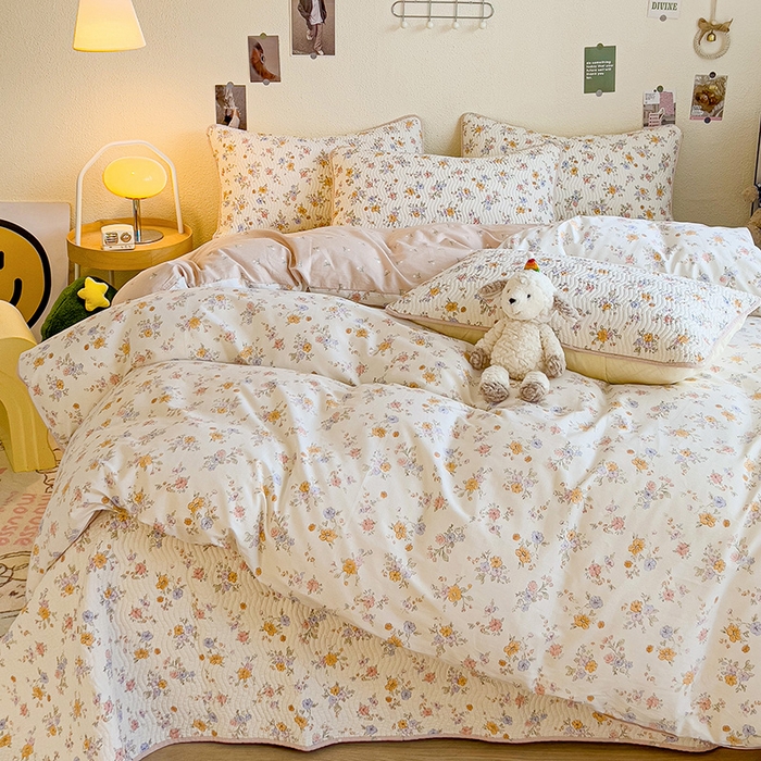 91家纺网 家纺一手货源 找家纺 羽爱家纺 2025全棉13372新疆棉花床盖四件套 花小莱