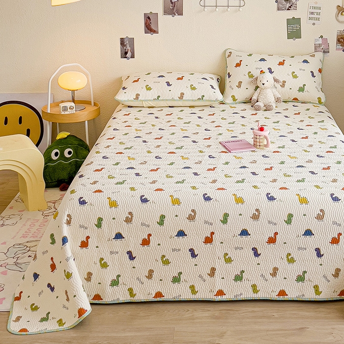 91家纺网 家纺一手货源 找家纺 羽爱家纺 2025全棉13372新疆棉花床盖四件套 恐龙茶茶