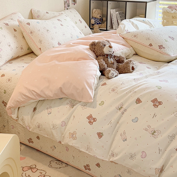 91家纺网 家纺一手货源 找家纺 羽爱家纺 2025全棉13372新疆棉花床盖四件套 兔兔熊