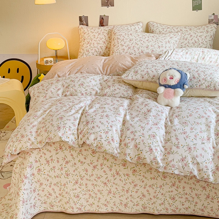 91家纺网 家纺一手货源 找家纺 羽爱家纺 2025全棉13372新疆棉花床盖四件套 点点