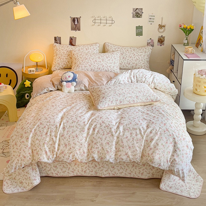 羽爱家纺 2025全棉13372新疆棉花床盖四件套 点点