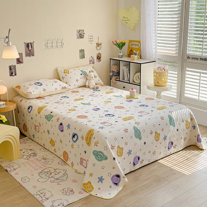 91家纺网 家纺一手货源 找家纺 羽爱家纺 2025全棉13372新疆棉花床盖四件套 星星睡了