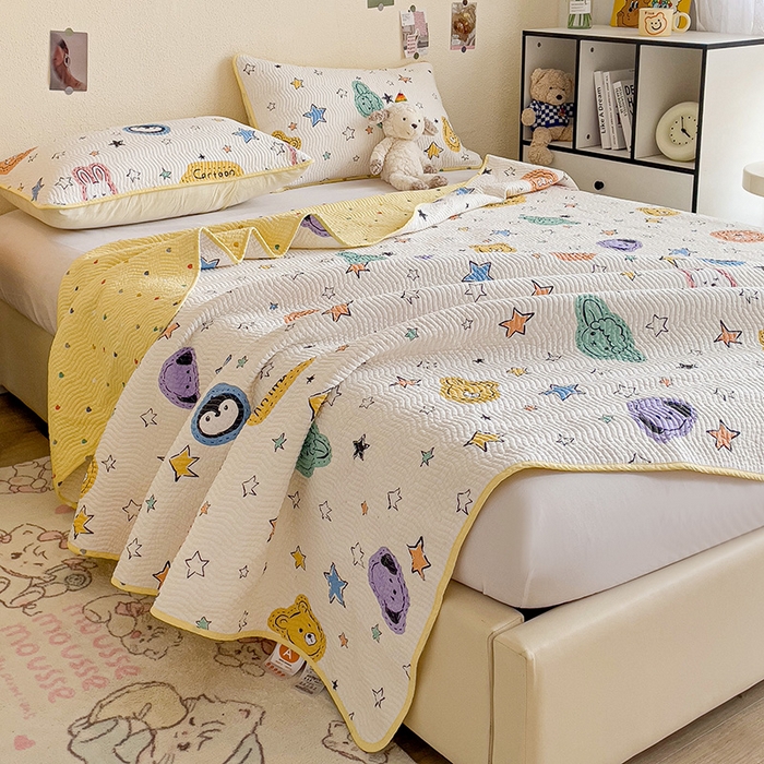 91家纺网 家纺一手货源 找家纺 羽爱家纺 2025全棉13372新疆棉花床盖四件套 星星睡了