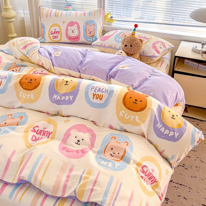 91家纺网 家纺一手货源 找家纺 羽爱家纺 2025全棉13372新疆棉花床盖四件套 维尼日记