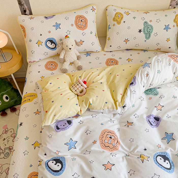 91家纺网 家纺一手货源 找家纺 羽爱家纺 2025全棉13372新疆棉花床盖四件套 星星睡了