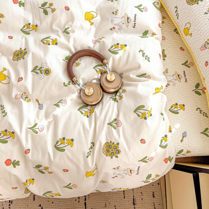 91家纺网 家纺一手货源 找家纺 羽爱家纺 2025全棉13372新疆棉花床盖四件套 向日葵