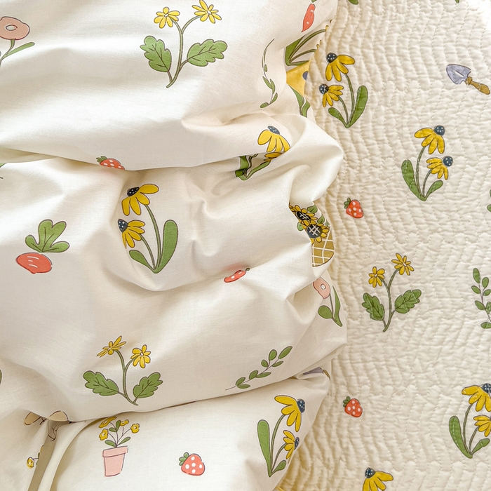 91家纺网 家纺一手货源 找家纺 羽爱家纺 2025全棉13372新疆棉花床盖四件套 向日葵