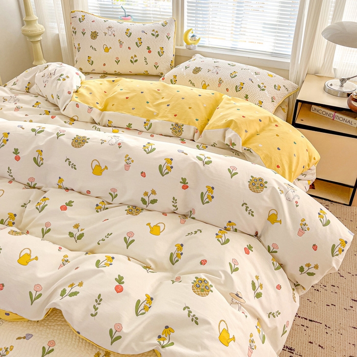 91家纺网 家纺一手货源 找家纺 羽爱家纺 2025全棉13372新疆棉花床盖四件套 向日葵