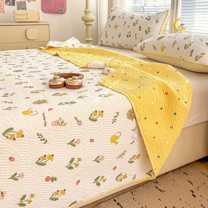 91家纺网 家纺一手货源 找家纺 羽爱家纺 2025全棉13372新疆棉花床盖四件套 向日葵