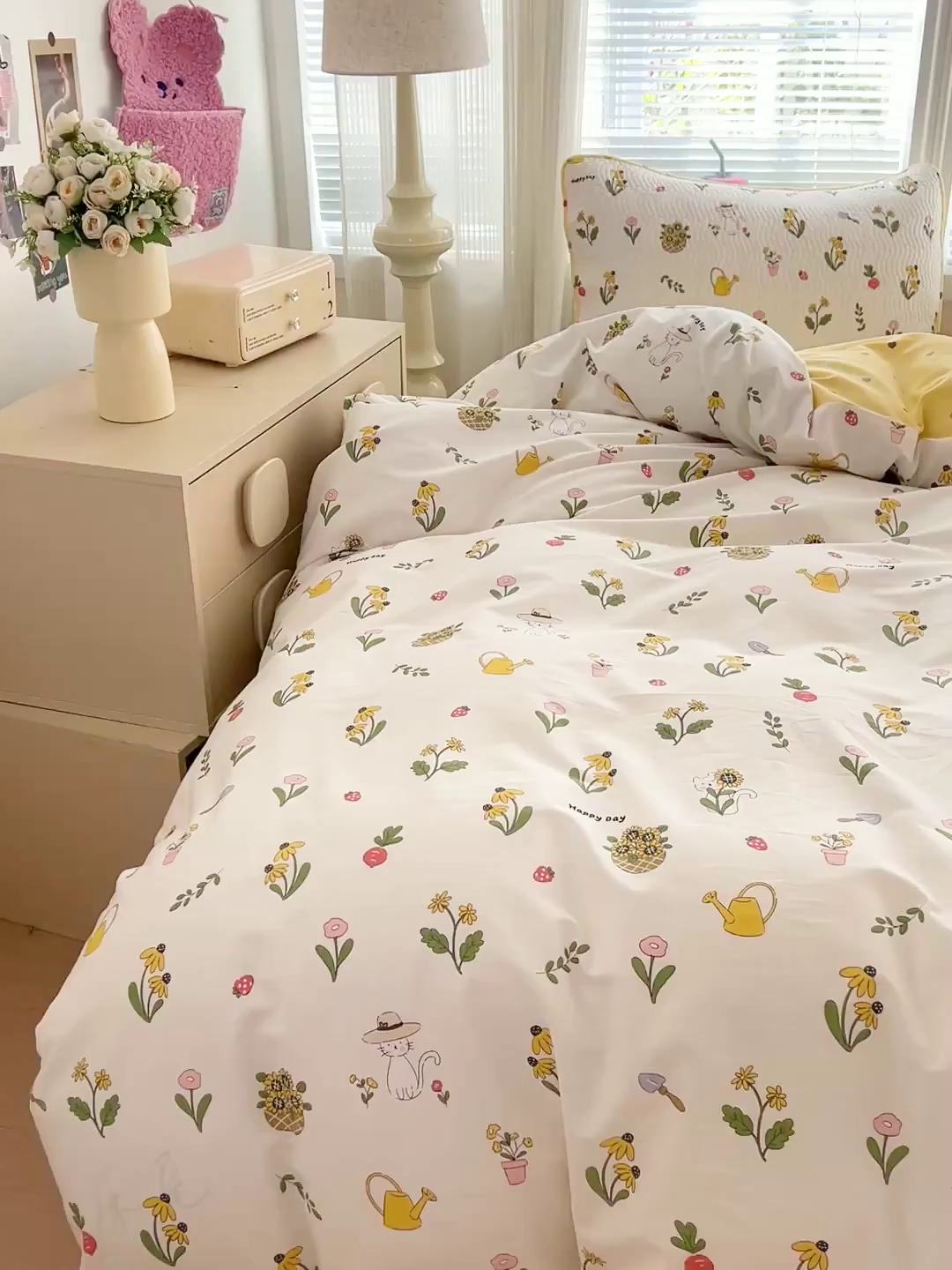 91家纺网 家纺一手货源 找家纺 羽爱家纺 2025全棉13372新疆棉花床盖四件套 向日葵