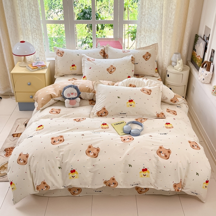 91家纺网 家纺一手货源 找家纺 莱通家纺 2025春夏新款12868纯棉印花单被套 被套单件-系列二（商家提供买家秀） 蛋糕熊