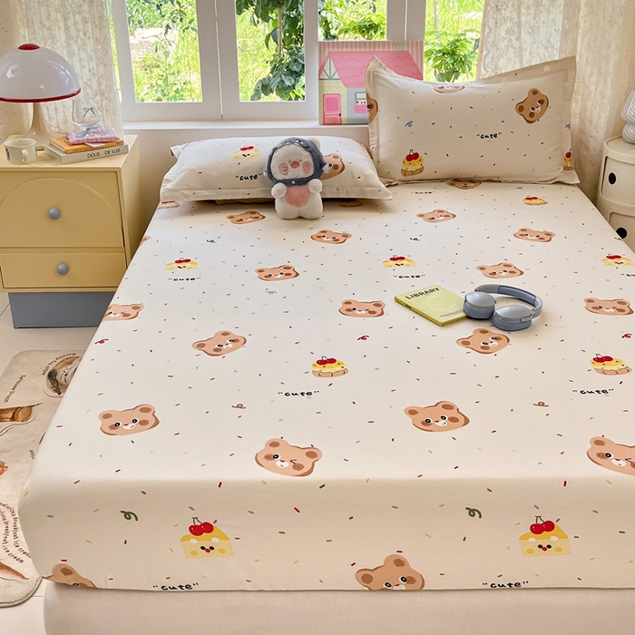91家纺网 家纺一手货源 找家纺 莱通家纺 2025春夏新款12868纯棉印花单被套 被套单件-系列二（商家提供买家秀） 蛋糕熊