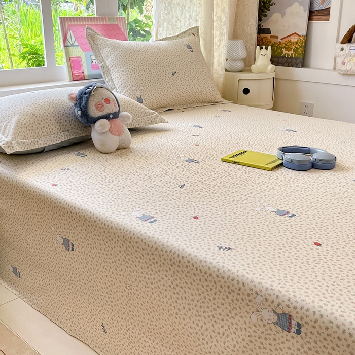 91家纺网 家纺一手货源 找家纺 莱通家纺 2025春夏新款12868纯棉印花四件套-系列二（商家提供买家秀） 奶呼兔兔