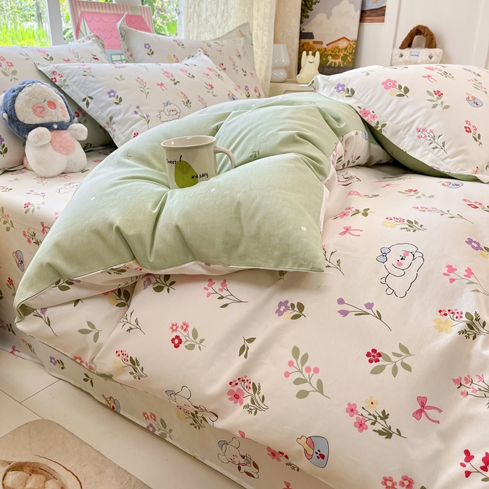 91家纺网 家纺一手货源 找家纺 莱通家纺 2025春夏新款12868纯棉印花单被套 被套单件-系列二（商家提供买家秀） 花花小汪