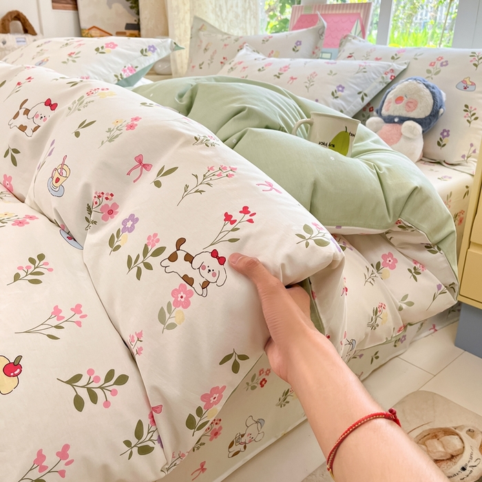 91家纺网 家纺一手货源 找家纺 莱通家纺 2025春夏新款12868纯棉印花单被套 被套单件-系列二（商家提供买家秀） 花花小汪