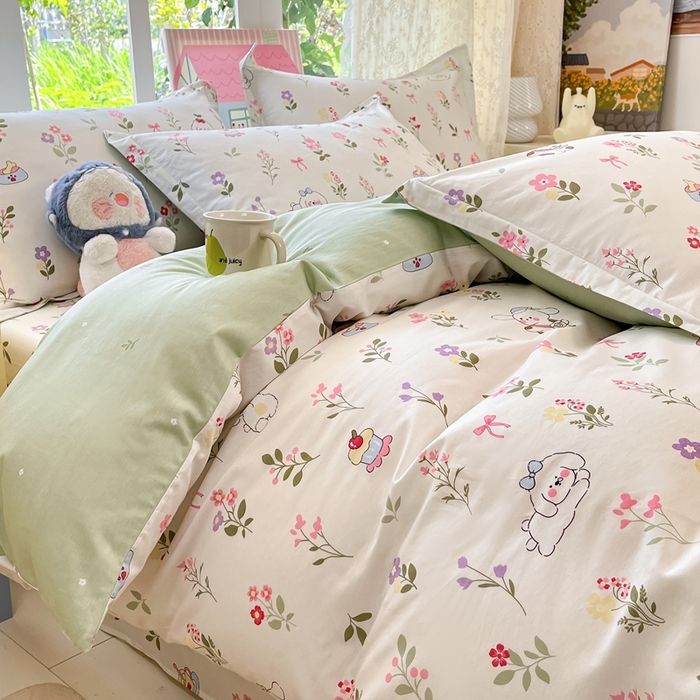 91家纺网 家纺一手货源 找家纺 莱通家纺 2025春夏新款12868纯棉印花单被套 被套单件-系列二（商家提供买家秀） 花花小汪