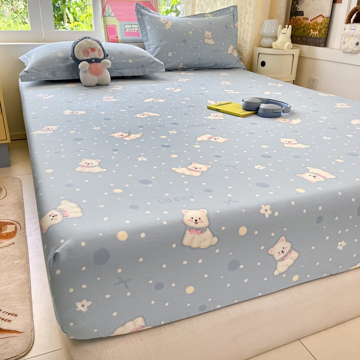 91家纺网 家纺一手货源 找家纺 莱通家纺 2025春夏新款12868纯棉印花四件套-系列二（商家提供买家秀） 泡芙小狗