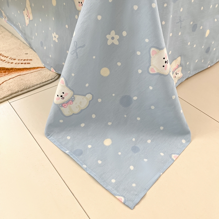 91家纺网 家纺一手货源 找家纺 莱通家纺 2025春夏新款12868纯棉印花四件套-系列二（商家提供买家秀） 泡芙小狗