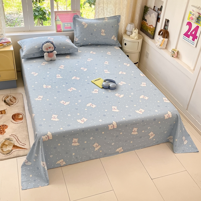 91家纺网 家纺一手货源 找家纺 莱通家纺 2025春夏新款12868纯棉印花四件套-系列二（商家提供买家秀） 泡芙小狗