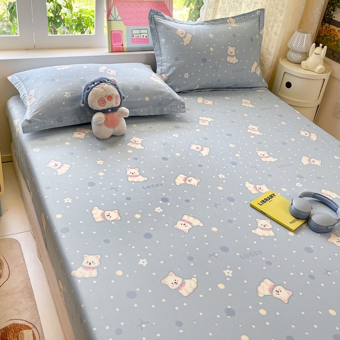 91家纺网 家纺一手货源 找家纺 莱通家纺 2025春夏新款12868纯棉印花四件套-系列二（商家提供买家秀） 泡芙小狗