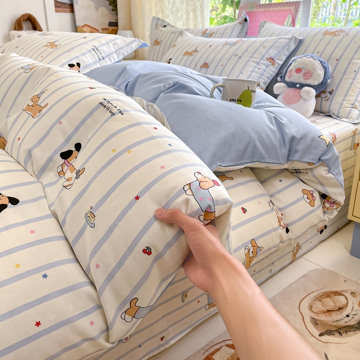 91家纺网 家纺一手货源 找家纺 莱通家纺 2025春夏新款12868纯棉印花四件套-系列二（商家提供买家秀） 糖纸童年