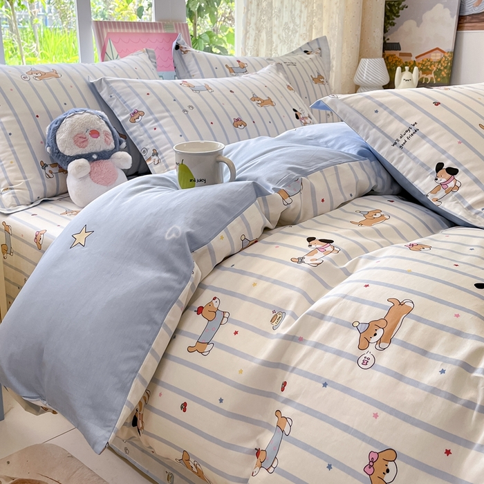 91家纺网 家纺一手货源 找家纺 莱通家纺 2025春夏新款12868纯棉印花四件套-系列二（商家提供买家秀） 糖纸童年