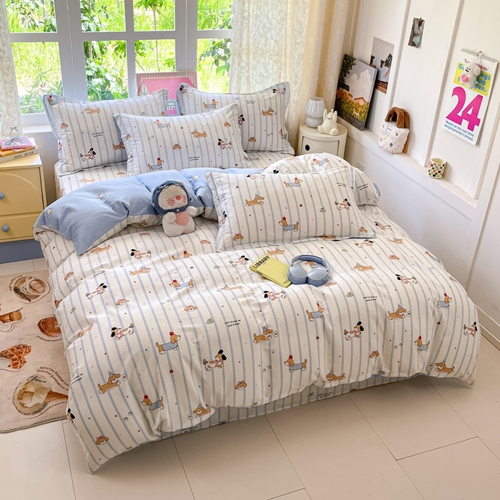 91家纺网 家纺一手货源 找家纺 莱通家纺 2025春夏新款12868纯棉印花四件套-系列二（商家提供买家秀） 糖纸童年