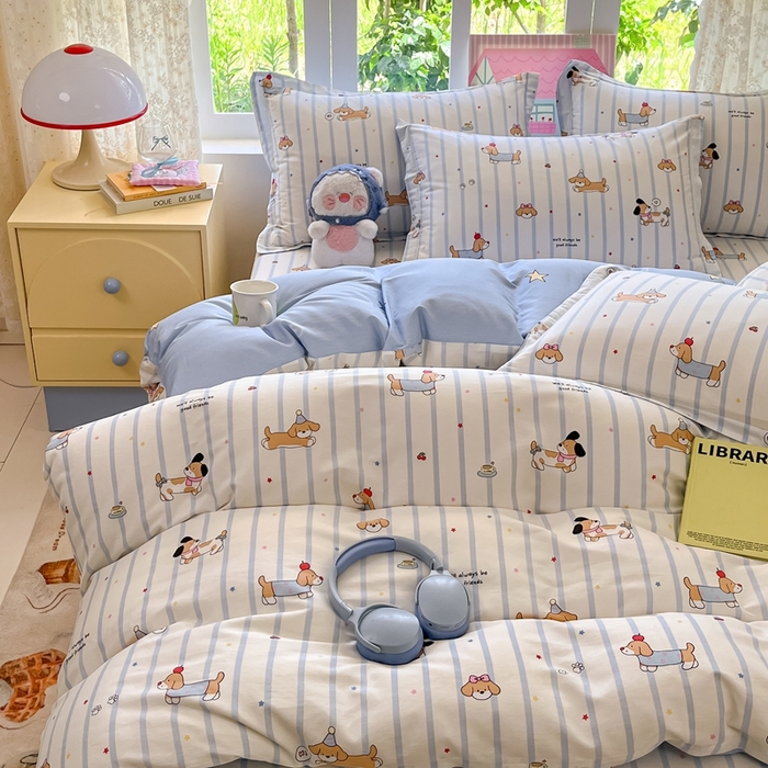 91家纺网 家纺一手货源 找家纺 莱通家纺 2025春夏新款12868纯棉印花四件套-系列二（商家提供买家秀） 糖纸童年