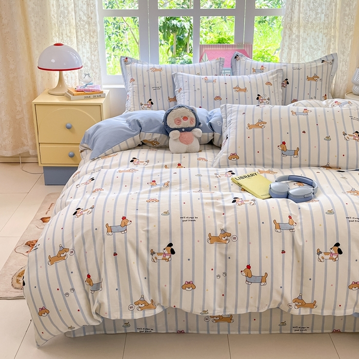 91家纺网 家纺一手货源 找家纺 莱通家纺 2025春夏新款12868纯棉印花四件套-系列二（商家提供买家秀） 糖纸童年