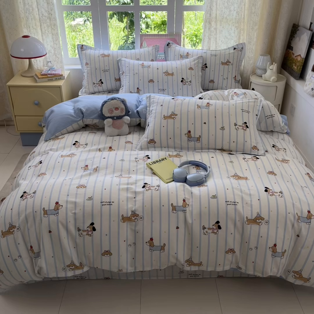 91家纺网 家纺一手货源 找家纺 莱通家纺 2025春夏新款12868纯棉印花四件套-系列二（商家提供买家秀） 糖纸童年